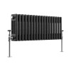 Bern 300 x 830mm Black Silver Triple Column Horizontal Traditional Radiator