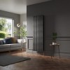 Lulea 1800 x 620mm Black Silver Double Vertical Flat Panel Designer Radiator
