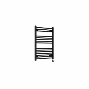 Bergen 800 x 600mm Straight Black Thermostatic Touch Control Electric Heated Towel Rail