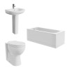 Splash Bathroom Suite with Back to Wall Toilet and Essential Singled Ended Bath 1600 x 700mm - Front & End Bath Panel Included