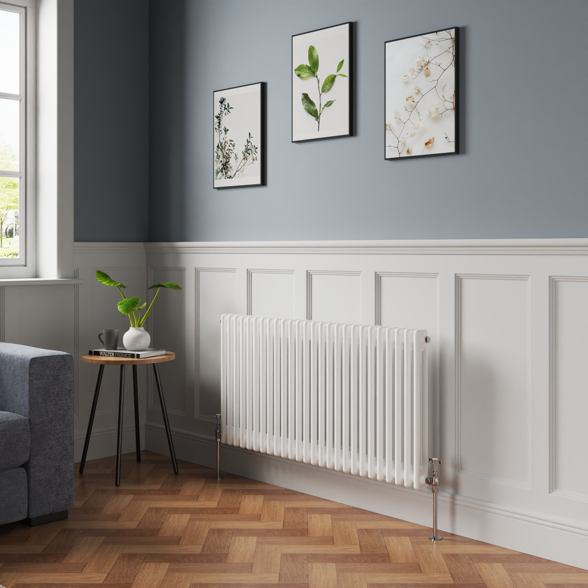 Bern 600 x 1190mm White Double Column Horizontal Traditional Radiator