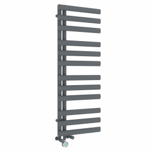 Kongsberg 1200 x 450mm Dual Fuel Anthracite Thermostatic Touch Control Wifi Electric Heated Towel Rail