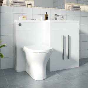 Calm White Right Hand Combination Vanity Unit with Rak-Resort Toilet & Soft Close Seat & Concealed Cistern - 1100mm