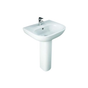 RAK-Tonique 550mm White Ceramic Basin with Full Pedestal Modern Bathroom