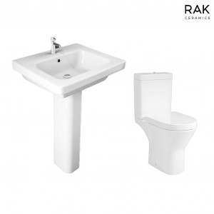 RAK-Resort Maxi Close Coupled Open Back Rimless Toilet & 550mm Basin Cloakroom Suite