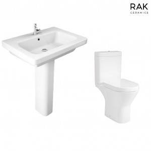 RAK-Resort Maxi Close Coupled Open Back Rimless Toilet & 650mm Basin Cloakroom Suite