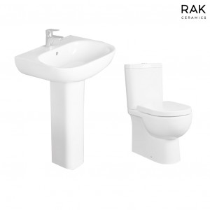 RAK-Tonique Close Coupled Closed Back Toilet & 550mm Basin Cloakroom Suite