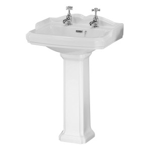 Abbey Traditional 580mm 2TH Basin with Full Pedestal
