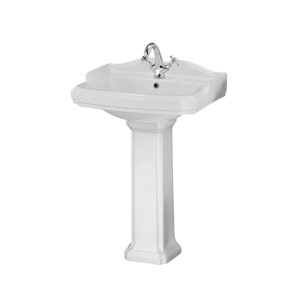Abbey Traditional 580mm 1TH Basin with Full Pedestal