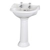 Dorchester 600mm 2 Tap-Hole Basin with Full Pedestal