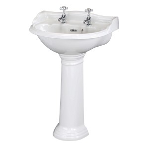 Dorchester 600mm 2 Tap-Hole Basin with Full Pedestal