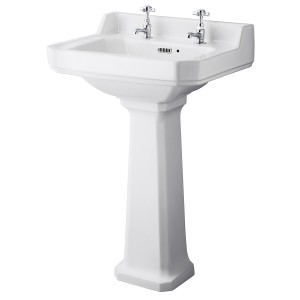 Wellington 560mm 2 Tap-Hole Basin with Full Pedestal