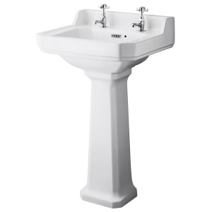 Wellington 500mm 2 Tap-Hole Basin with Full Pedestal
