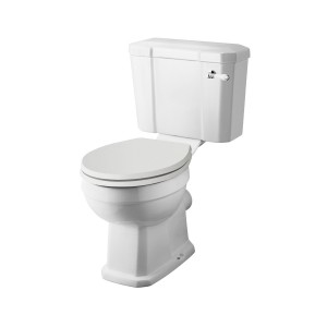 Wellington Traditional Comfort Height Close Coupled Toilet with Sand Soft Close Seat