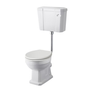 Wellington Traditional Low Level Toilet with Flush Pipe Kit and Sand Soft Close Seat