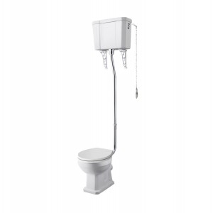 Wellington Traditional High Level Toilet with Flush Pipe Kit and White Soft Close Seat