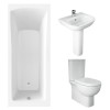 RAK Tonique Close Coupled Closed Back Modern Bathroom Suite and Single Ended Bath - 1700 x 700mm