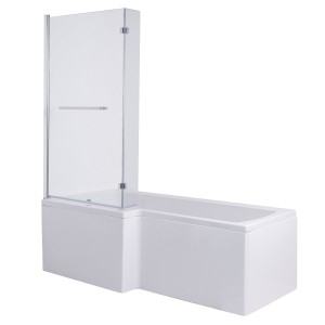 Leyland 1500mm Left Hand L Shape Shower Bath with Screen and Panel