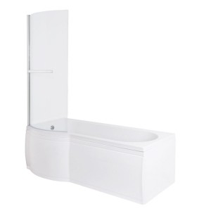 Energise 1500mm Left Hand P Shape Shower Bath with Screen and Panel 