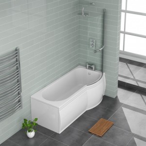 Feel 600 Modern Bathroom Suite with P-Shape Shower Bath - Right Hand - 1675mm