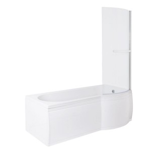Energise 1675mm Right Hand P Shape Shower Bath with Screen and Panel