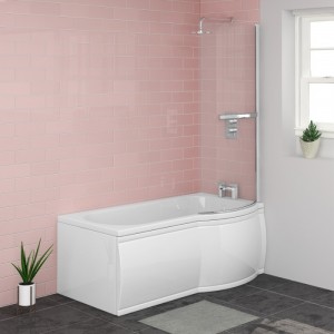 Feel 600 Modern Bathroom Suite with P-Shape Shower Bath - Right Hand - 1500mm