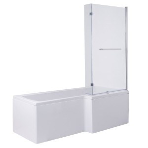 Leyland 1700mm Right Hand L Shape Shower Bath with Screen and Panel