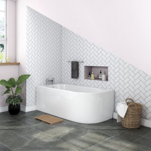 Feel 600 Modern Bathroom Suite with J-Shape Bath - Left Handed - 1700mm