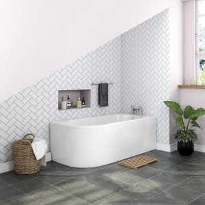 Yang Luxury J-shape 1700 x 750mm Right Hand Bath with Bath Panel