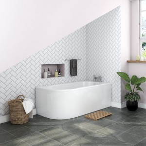 Feel 600 Modern Bathroom Suite with J-Shape Bath - Right Handed - 1700mm