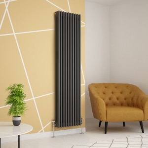 Warmehaus - Traditional Cast Iron Style Anthracite Triple Column Vertical Radiator 1800 x 470mm - Perfect for Bathrooms, Kitchen, Living Room