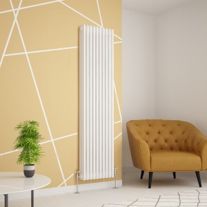 Warmehaus - Traditional Cast Iron Style White Triple Column Vertical Radiator 1800 x 470mm - Perfect for Bathrooms, Kitchen, Living Room