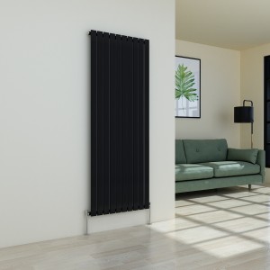 Karlstad 1800 x 682mm Black Single Flat Panel Vertical Designer Radiator