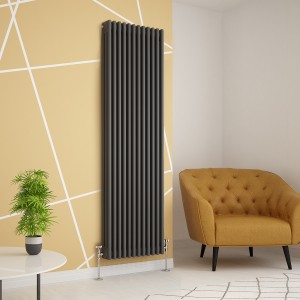 Warmehaus - Traditional Cast Iron Style Anthracite Triple Column Vertical Radiator 1800 x 560mm - Perfect for Bathrooms, Kitchen, Living Room