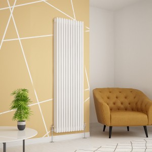 Warmehaus - Traditional Cast Iron Style White Triple Column Vertical Radiator 1800 x 560mm - Perfect for Bathrooms, Kitchen, Living Room