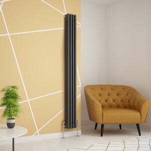 Warmehaus - Traditional Cast Iron Style Anthracite Triple Column Vertical Radiator 1800 x 200mm - Perfect for Bathrooms, Kitchen, Living Room