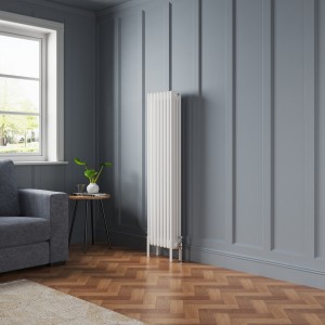Bern 1500 x 380mm White Four Column Vertical Traditional Radiator