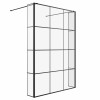 Wasdale 1400mm Black Grid Walk Through Wet Room Screen with 215mm Hinged Return Screen