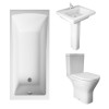RAK Resort Maxi Open Back Toilet with 550mm Basin Modern Bathroom Suite and Single Ended Bath with Front Panel - 1800 x 800mm