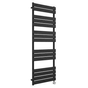 Juva 1600 x 600mm Satin Black Flat Panel Thermostatic Touch Control Electric Heated Towel Rail