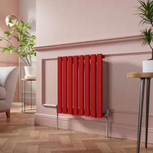 Lulea 600 x 550mm Signal Red Single Flat Panel Horizontal Designer Radiator