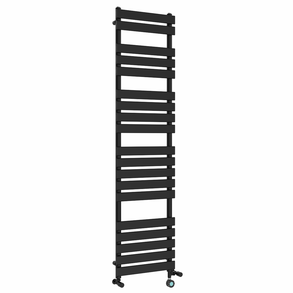 Juva 1800 x 450mm Dual Fuel Satin Black Flat Panel Thermostatic Touch Control Wifi Electric Heated Towel Rail
