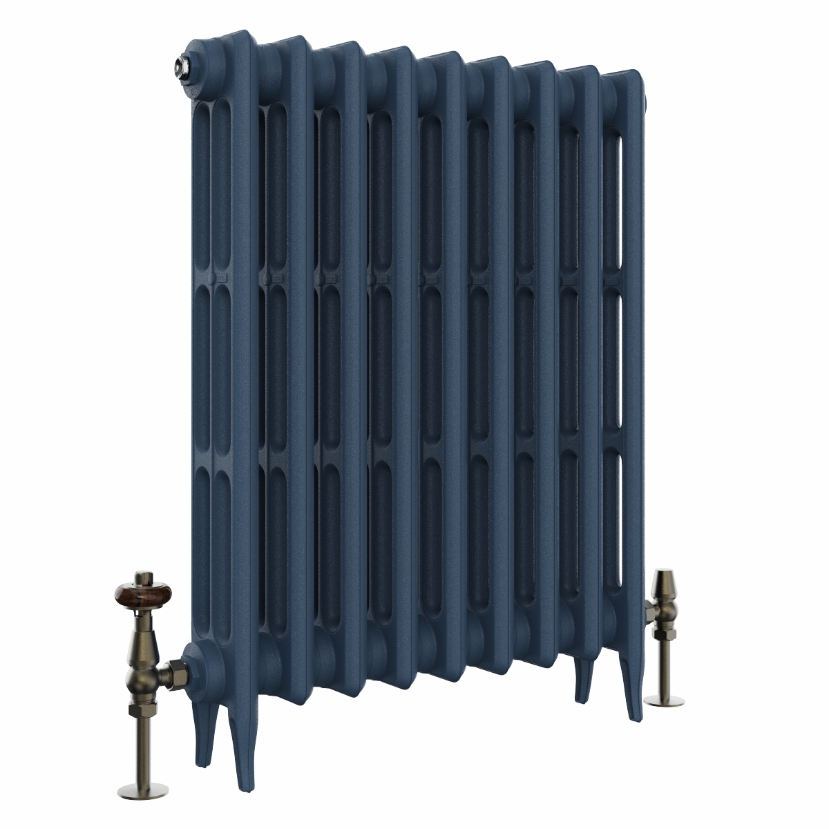 Classic  745 x 592mm  Farrow & Ball Hague Blue Triple Column Cast Iron Radiator - 9 Sections