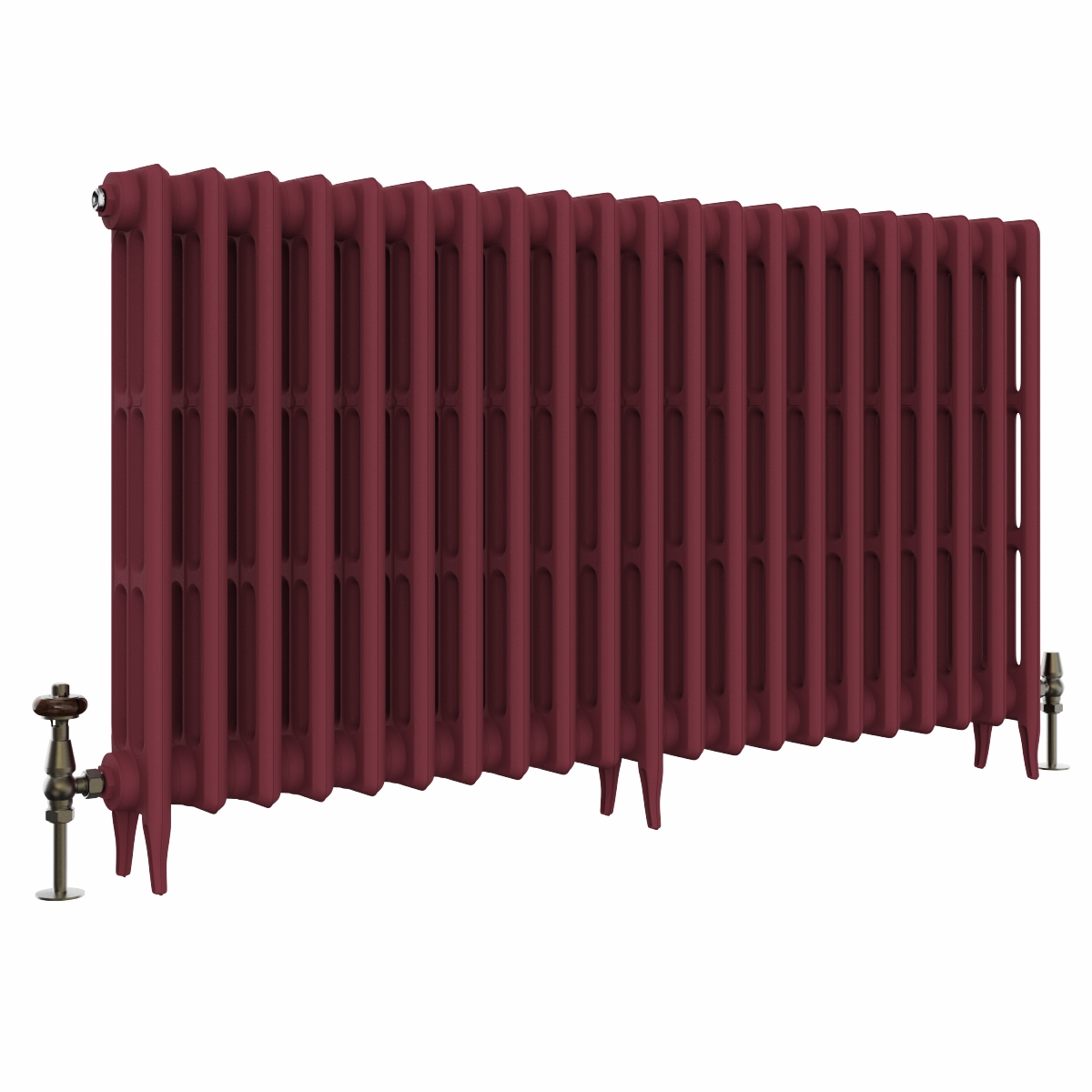 Classic  745 x 1336mm Farrow & Ball Eating Room Red Triple Column Cast Iron Radiator - 21 Sections