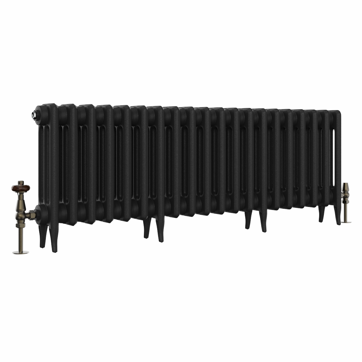 Classic 450 x 1274mm Black Primered Finish Triple Column Cast Iron Radiator - 20 Sections