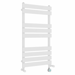 Juva 950 x 500mm Dual Fuel White Flat Panel Thermostatic Touch Control Wifi Electric Heated Towel Rail