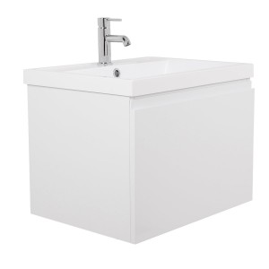 Tonic Bathroom 600 Vanity Unit, Basin & Mirror - 1 drawer, White