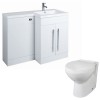 Calm White Right Hand Combination Vanity Unit Basin L Shape with Back to Wall Splash Toilet & Soft Close Seat & Concealed Cistern - 1100mm