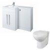 Calm White Left Hand Combination Vanity Unit Basin L Shape with Back to Wall Splash Toilet & Soft Close Seat & Concealed Cistern - 1100mm