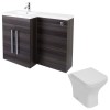 Calm Grey Left Hand Combination Vanity Unit Basin L Shape with Back to Wall Feel Curved Toilet & Soft Close Seat & Concealed Cistern - 1100mm
